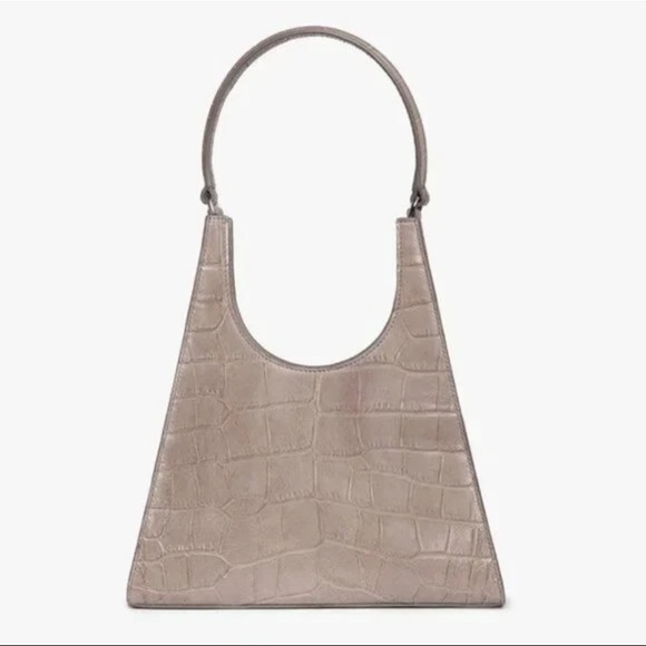STAUD Handbags - Staud French Gray Croc Embossed Shoulder Bag Leather